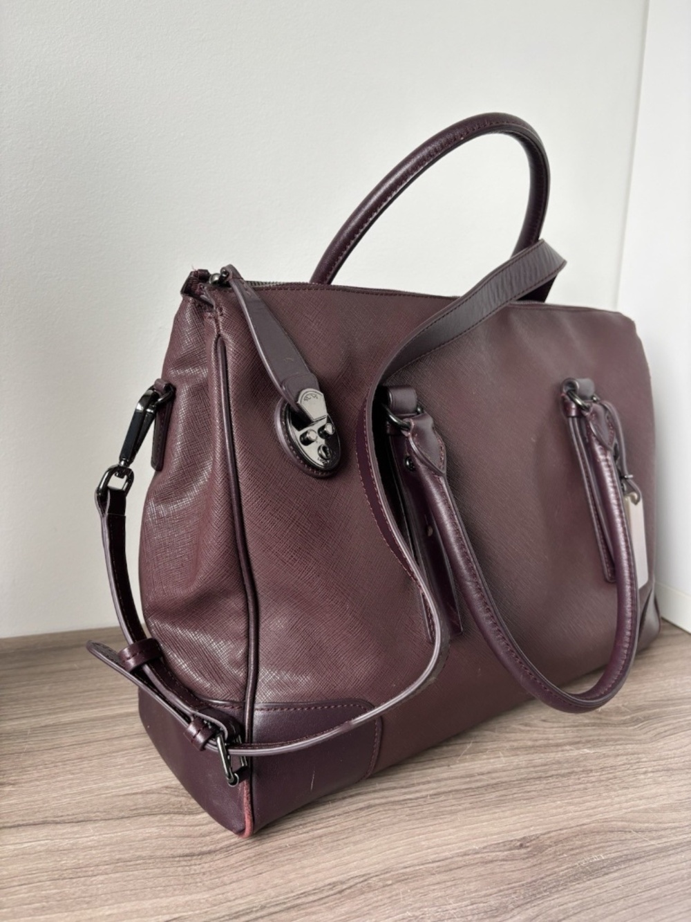 Tumi Villa Purple Leather Handbag Tote Bag Laptop Travel Purse 73126 Authentic❤️ - Picture 6 of 16